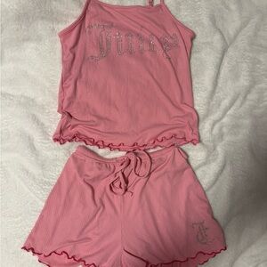 Juicy Couture Pink Ribbed Pajama Set